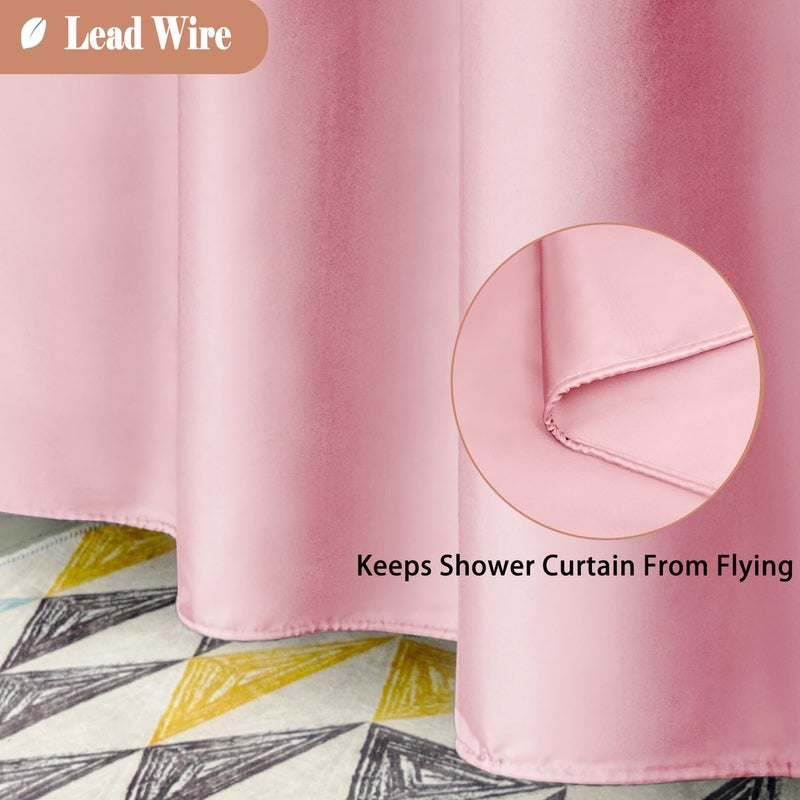 UFRIDAY Pink Shower Curtain Decorative Polyester Fabric Shower Curtain for Bathroom with Sheer Window Set 72 x 72 Inch for Girls Woman Lady,Light Pink - Image 4
